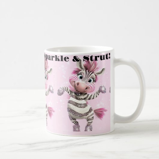 Pink White Sparkle & Strut Zebra Kaffeetasse (Rechts)