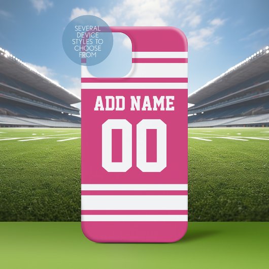 Pink White Sports Jersey mit Name und Nummer Case-Mate iPhone Hülle