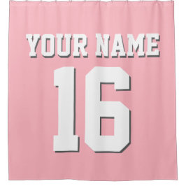 Pink White Sports Jersey Team Jersey Duschvorhang