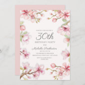 Pink White Springtime Floral Women's 30. Geburtsta Einladung (Vorne/Hinten)