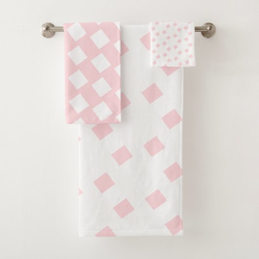 Pink & White Square Bathroom Towel Sets (Insitu)