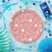Pink & White Star & Snowflake Muster Pappteller (Party)