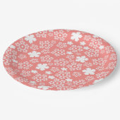 Pink & White Star & Snowflake Muster Pappteller (Schrägansicht)