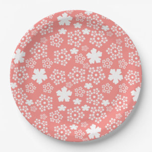 Pink & White Star & Snowflake Muster Pappteller