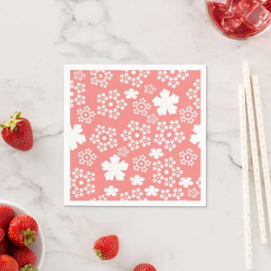 Pink & White Star & Snowflake Muster Serviette (Beispiel)