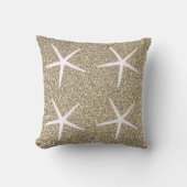 Pink White Starfish Patterns Gold Glitzer Kissen (Vorderseite)