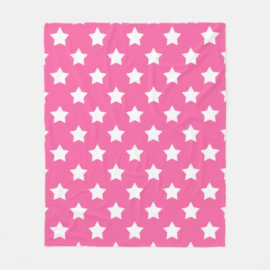 Pink White Stars Muster dekorativ Fleecedecke (Vorderseite)
