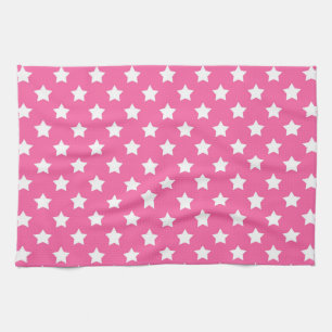 Pink White Stars Muster dekorativ Geschirrtuch
