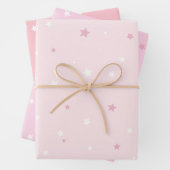 Pink White Stars Muster Geschenkpapier Set (Beispiel)