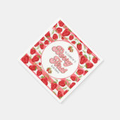 Pink White Strawberry 1. Geburtstag Berry First Serviette (Ecke)