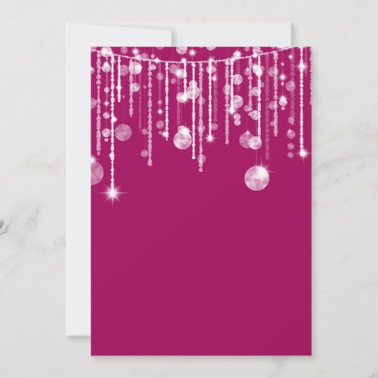 Pink White String Lights Weihnachtskarte Einladung (Rückseite)