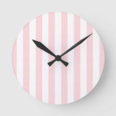 Pink & White Stripe Clock Runde Wanduhr (Vorderseite)