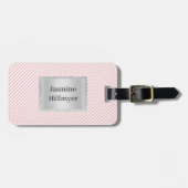PINK WHITE STRIPE GLITZER CUSTOM LUGGAGE TAG GEPÄCKANHÄNGER (Vorderseite horizontal)
