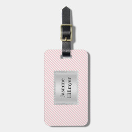 PINK WHITE STRIPE GLITZER CUSTOM LUGGAGE TAG GEPÄCKANHÄNGER