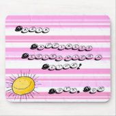 Pink White Stripe Happy Sun Maus Pad! Mousepad (Vorne)