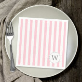 Pink White Stripe Monogramm Babydusche Dekoration Serviette