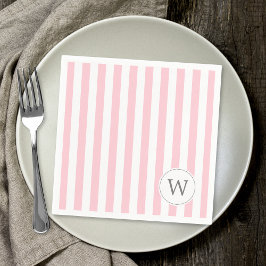 Pink White Stripe Monogramm Babydusche Dekoration Serviette