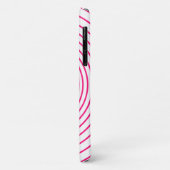Pink White Striped iPhone Case Herz Auswahl Farben (Hinten/Links)