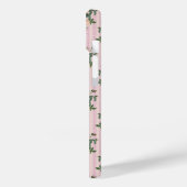 Pink White Stripes and Trailing Roses Monogrammed Case-Mate iPhone Hülle (Rückseite / Links)