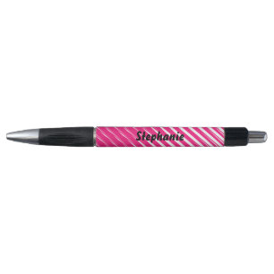 Pink White Stripes Art Individuelle Name Niedliche Kugelschreiber