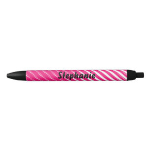 Pink White Stripes Art Individuelle Name Niedliche Kugelschreiber