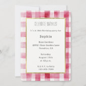 Pink White Stripes Birthday Einladung (Vorderseite)