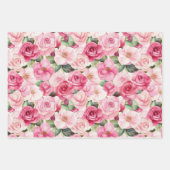 Pink White Stripes Floral Birthday Geschenkpapier Set (Vorderseite 3)