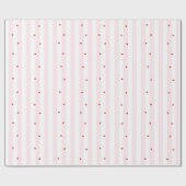 Pink White Stripes + Hearts Wrapping Paper Geschenkpapier (Flach)