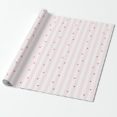Pink White Stripes + Hearts Wrapping Paper Geschenkpapier (Ungerollt)