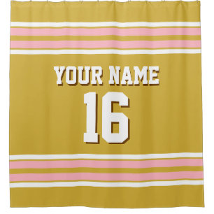 Pink White Stripes Sports Jersey Duschvorhang