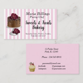 Pink White Stripes und Gourmetkuchen Koch Visitenkarte