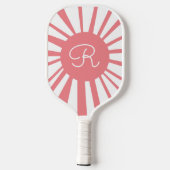 Pink White Sun Mit Monogramm Pickleball Paddel Schläger (Rückseite)