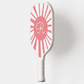 Pink White Sun Mit Monogramm Pickleball Paddel Schläger (Links)