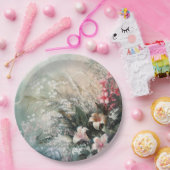 Pink White Tropical Floral Wedding Pappteller (Party)