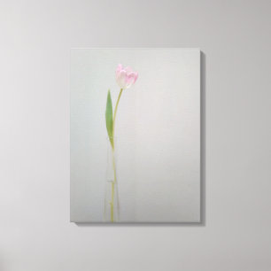 Pink White Tulip in Vase Leinwanddruck