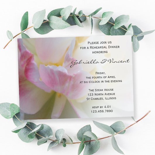 Pink White Tulip Spring Hochzeitsessen Probe Einladung