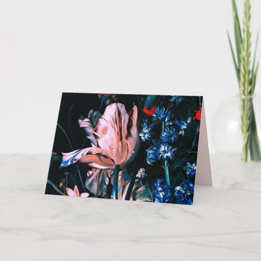 PINK WHITE TULIPS, KUPIDEN, BLUME Geburtstag Karte (Vorderseite)