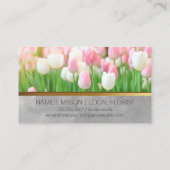Pink White Tulips | Monogramm Visitenkarte (Rückseite)