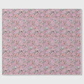 Pink & White Tulips Muster Geschenkpapier (Flach)