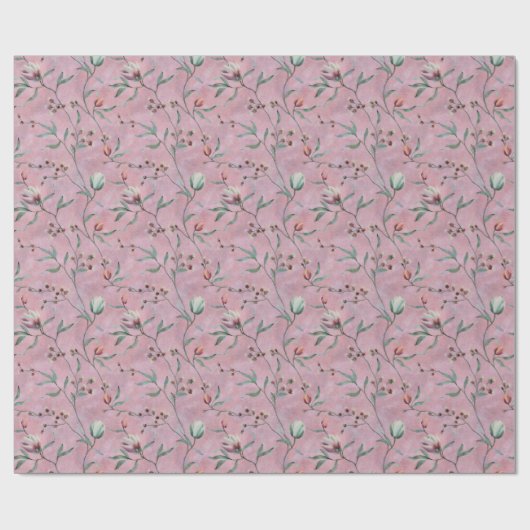 Pink & White Tulips Muster Geschenkpapier (Flach)