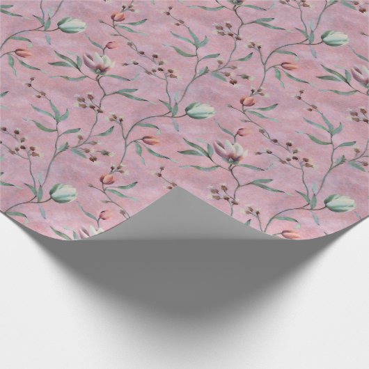 Pink & White Tulips Muster Geschenkpapier (Ecke)
