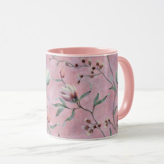 Pink & White Tulips Muster Tasse (VorderseiteRechts)