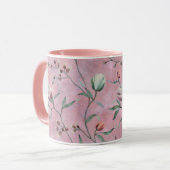 Pink & White Tulips Muster Tasse (Vorderseite Links)