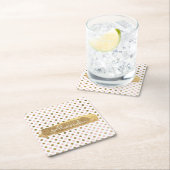 Pink, White und Gold Foil Polka Dose Name Rechteckiger Pappuntersetzer (Vor Ort)