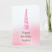 Pink White Unicorn Geburtstag Karte (Vorderseite)