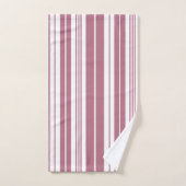 Pink White Vertikal Stripes Muster Badhandtuch Set (Handtuch)