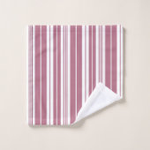Pink White Vertikal Stripes Muster Badhandtuch Set (Waschlappen)