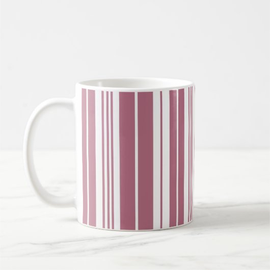 Pink White Vertikal Stripes Muster Kaffeetasse (Links)