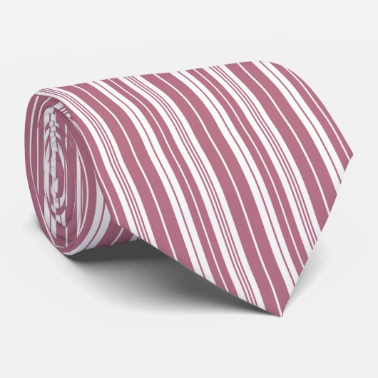 Pink White Vertikal Stripes Muster Krawatte (Gerollt)