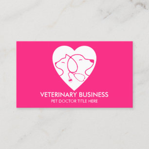 Pink White Veterinary Paw Pet Doctor Animal Visitenkarte